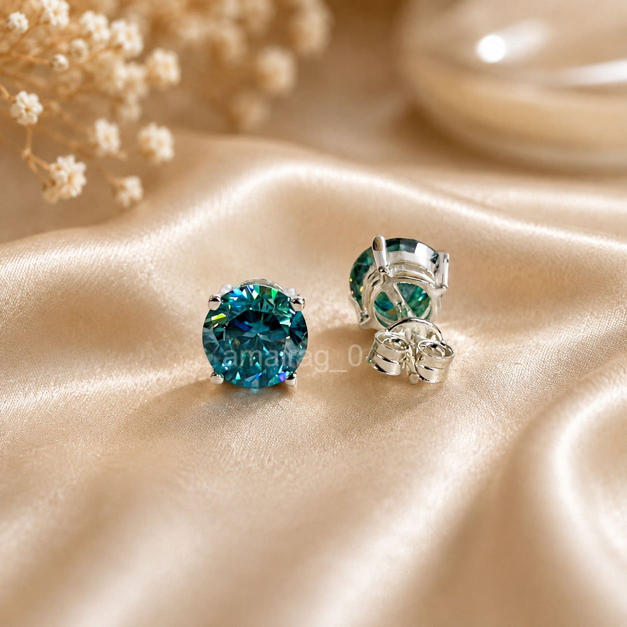 Blue Treated Diamond Earrings