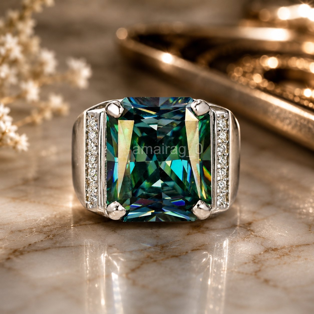 Blue Dimond Man Ring