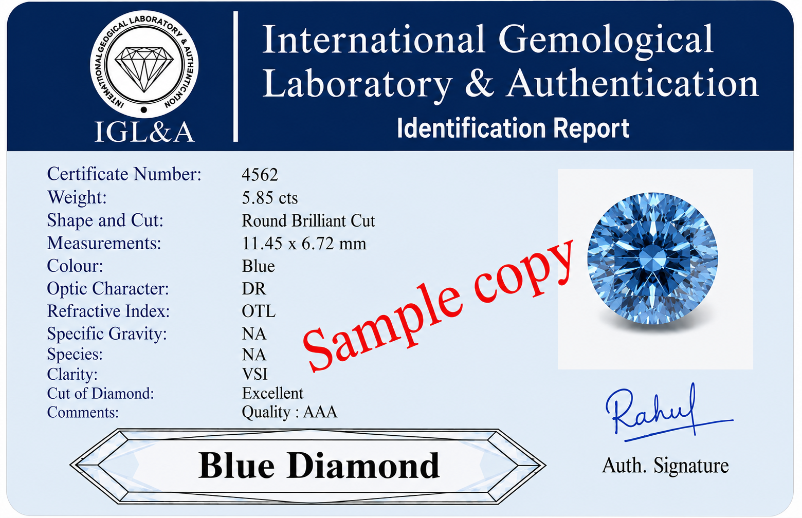 Blue Certificate