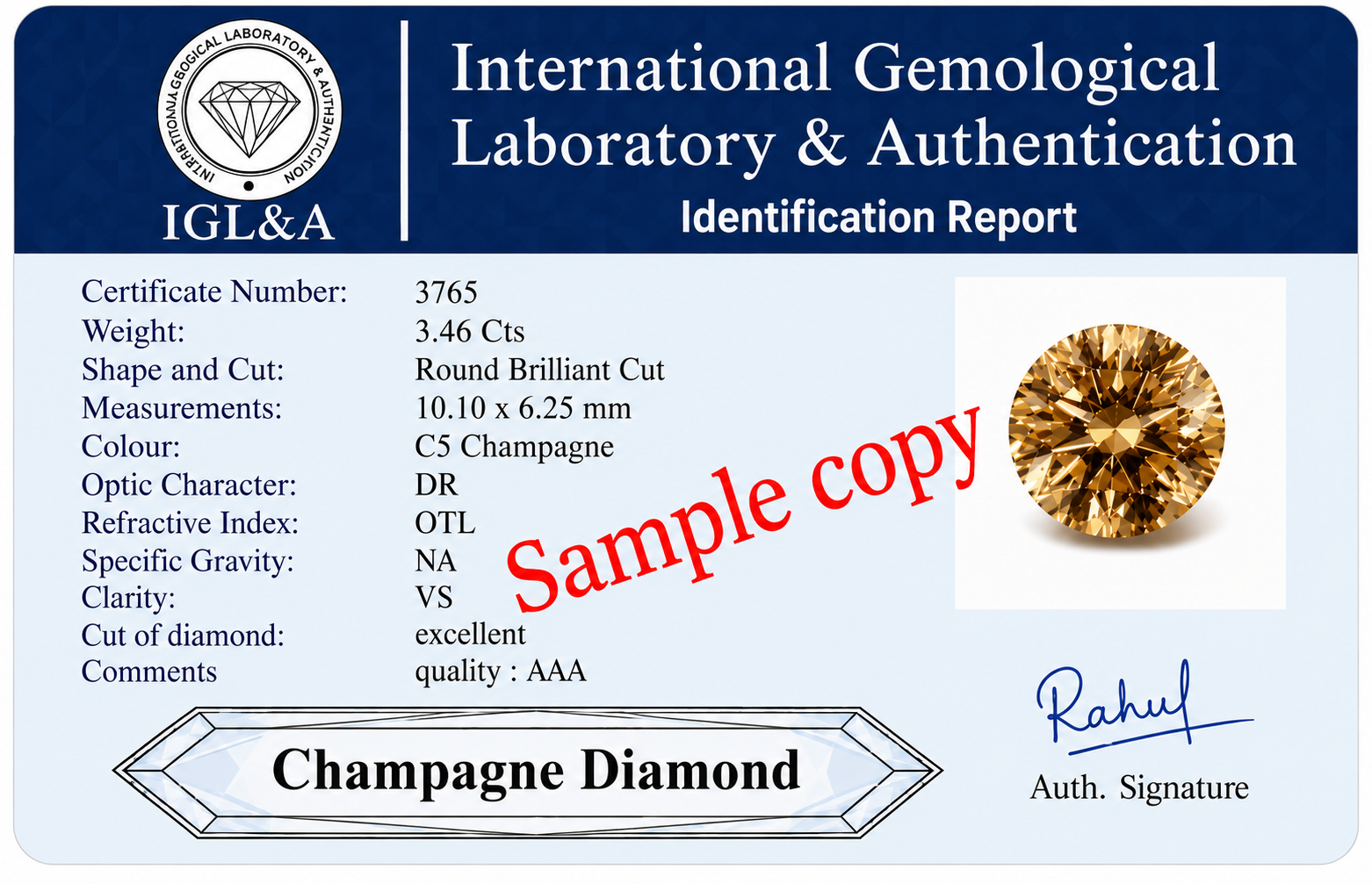 Champagne Certificate