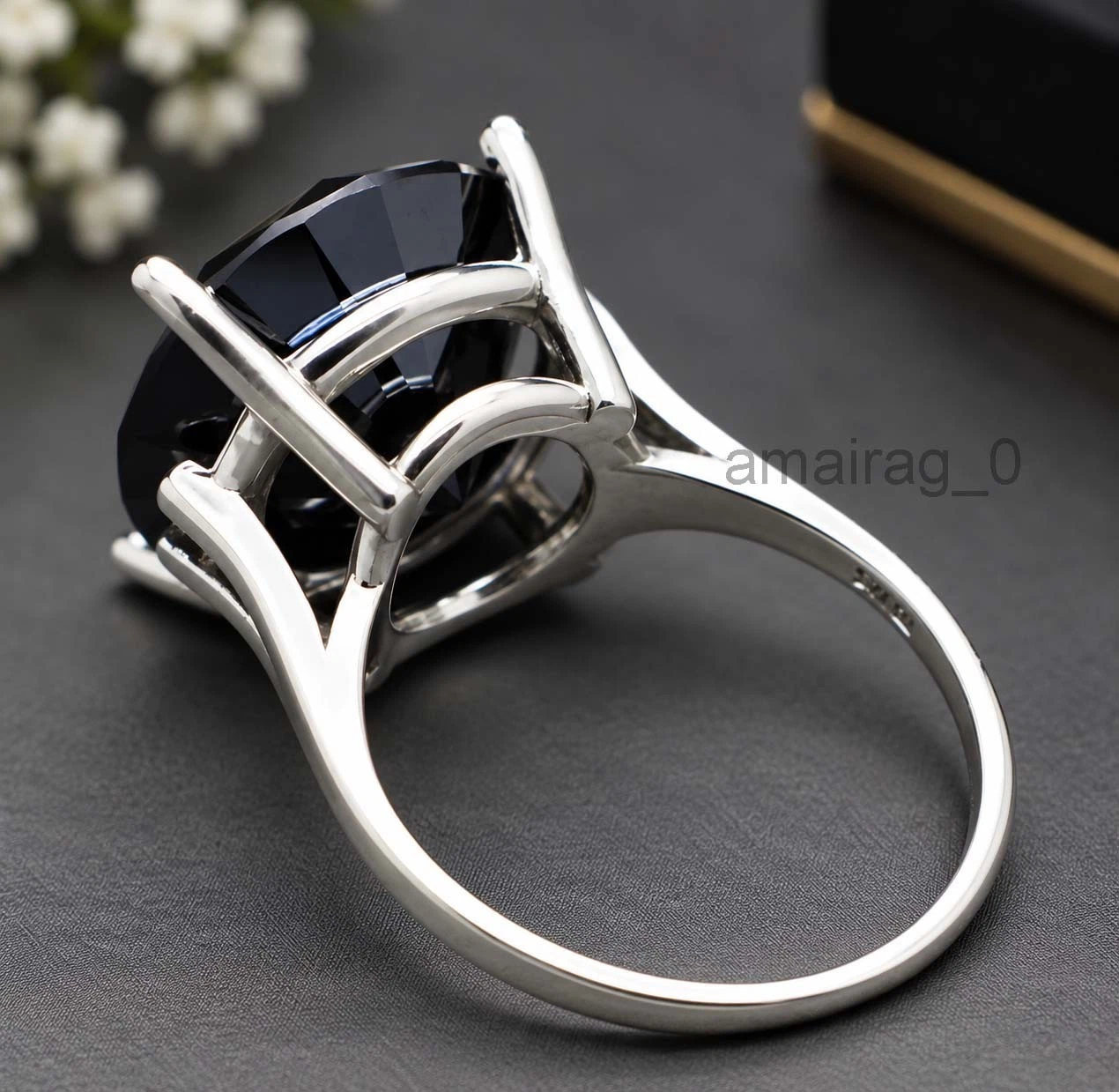 10 Carat Black Diamond Ring 1