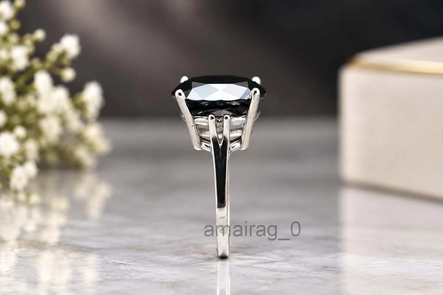 10 Carat Black Diamond Ring 3
