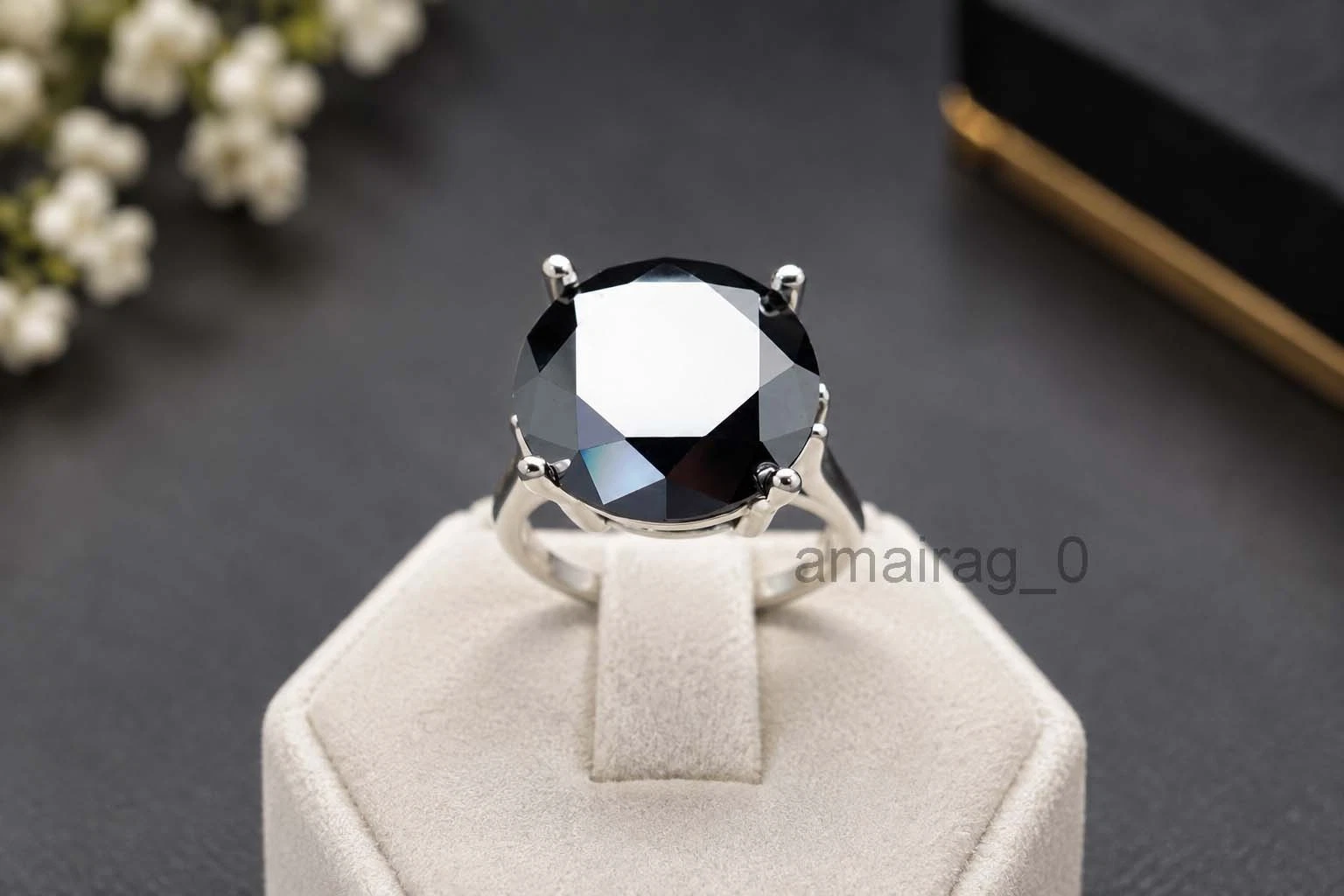 10 Carat Black Diamond Ring 4