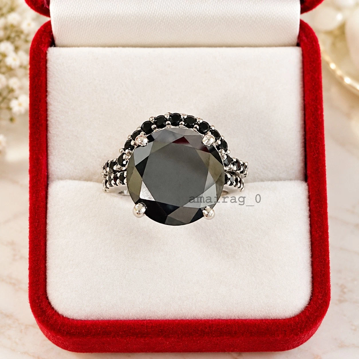 10 Ct Black Diamond Ring 1