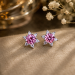 Pink Treated Diamond Stud Earrings