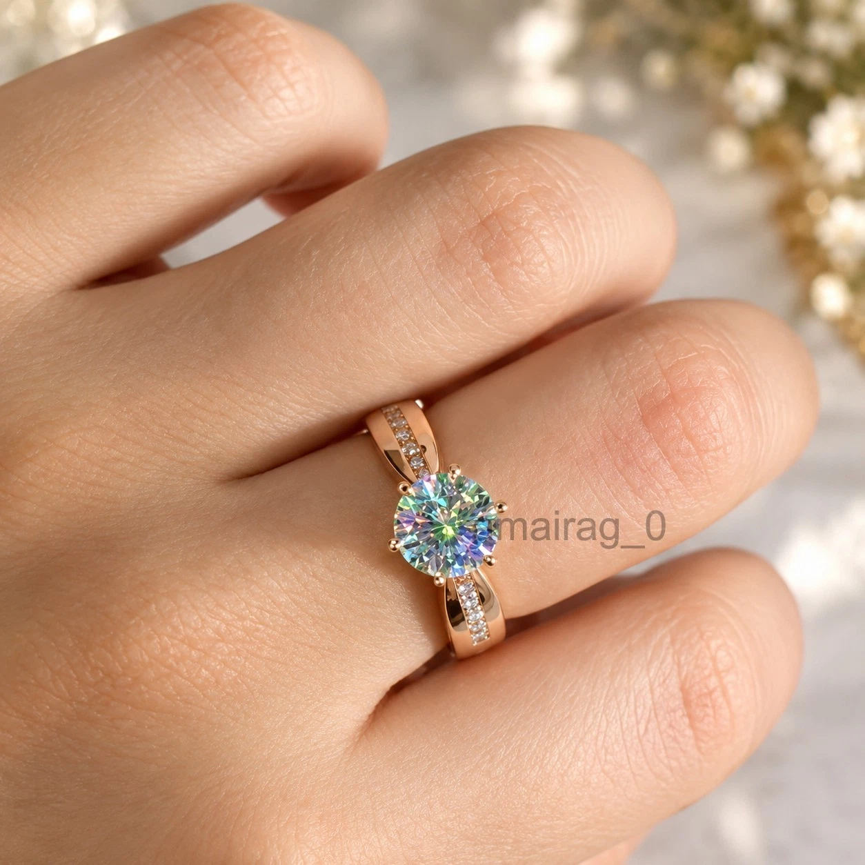 2 Carat White Treated Diamond Ring