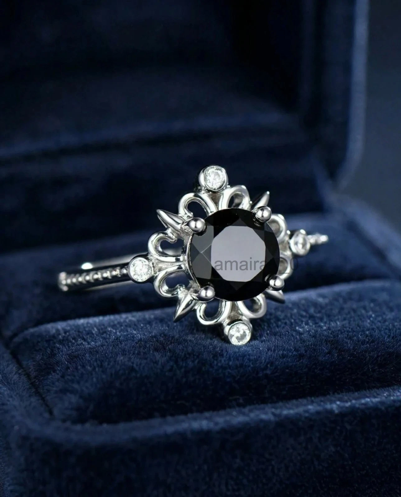 2.50 Ct Black Diamond Ring 1