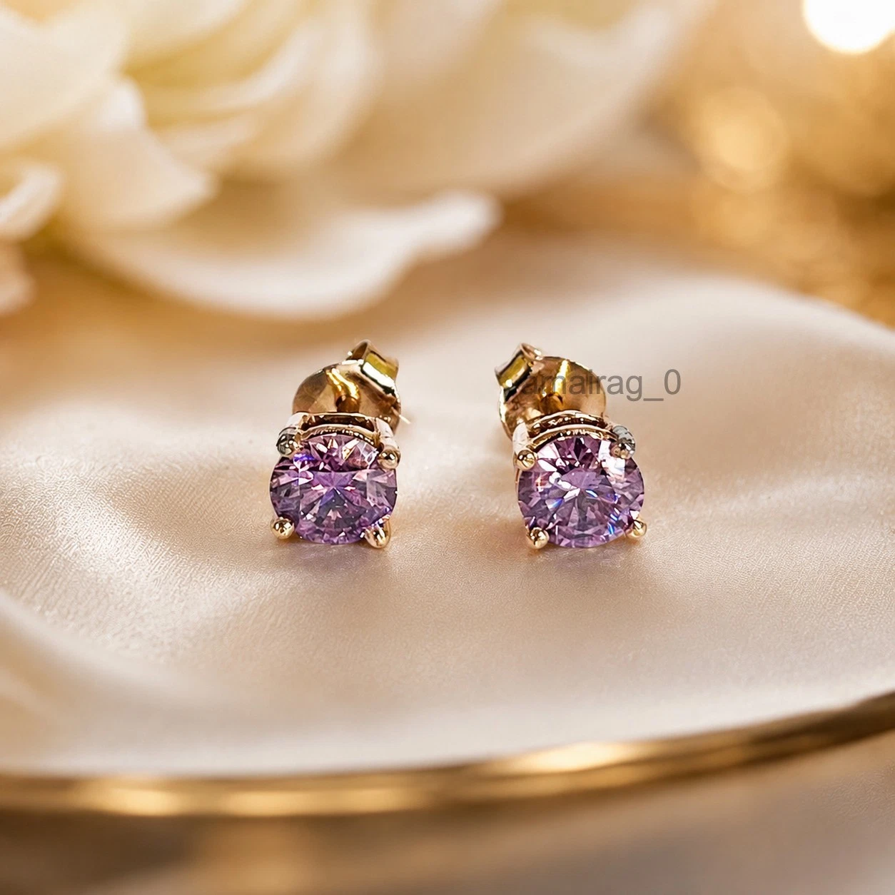 2.50 Ct Pink Diamond Stud Earrings 1