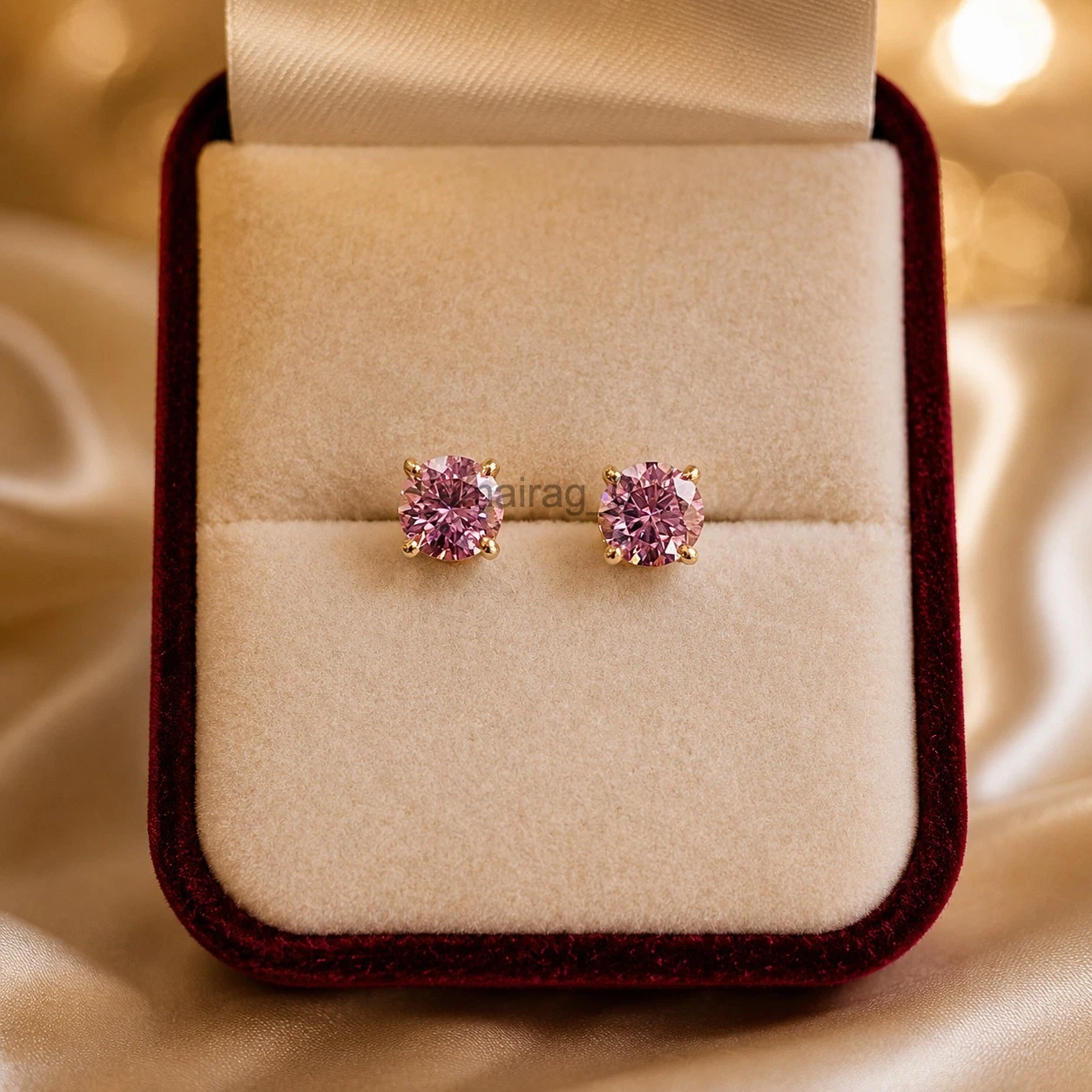 2.50 Ct Pink Diamond Stud Earrings