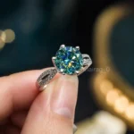 3 Carat Blue Treated Diamond Ring 1