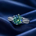 3 Carat Blue Treated Diamond Ring