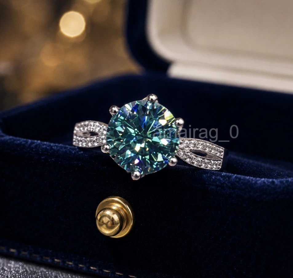 3 Carat Blue Treated Diamond Ring (2)