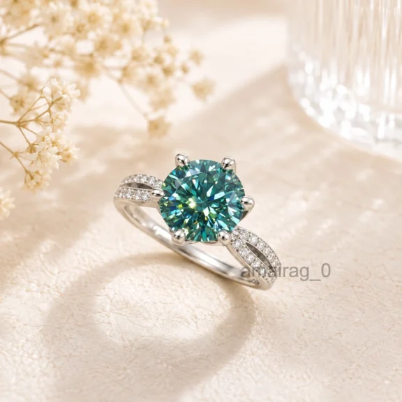3 Carat Blue Treated Diamond Ring (3)