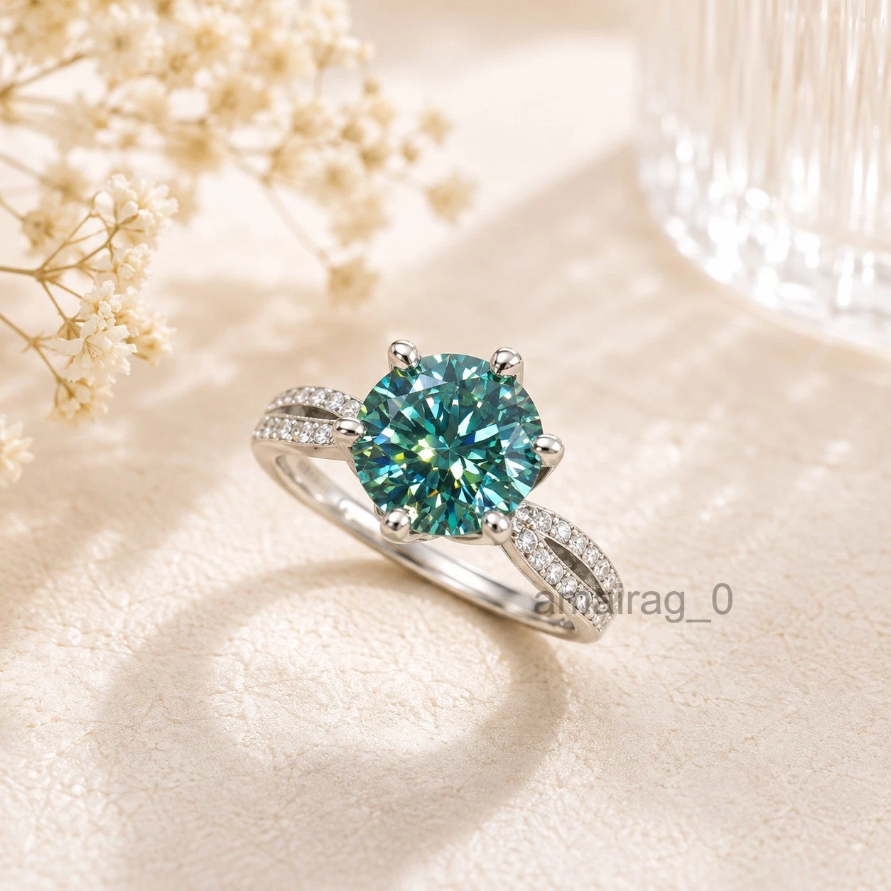 3 Carat Blue Treated Diamond Ring (3)