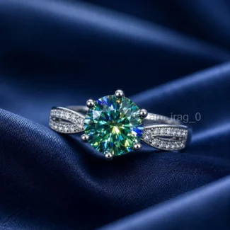 3 Carat Blue Treated Diamond Ring