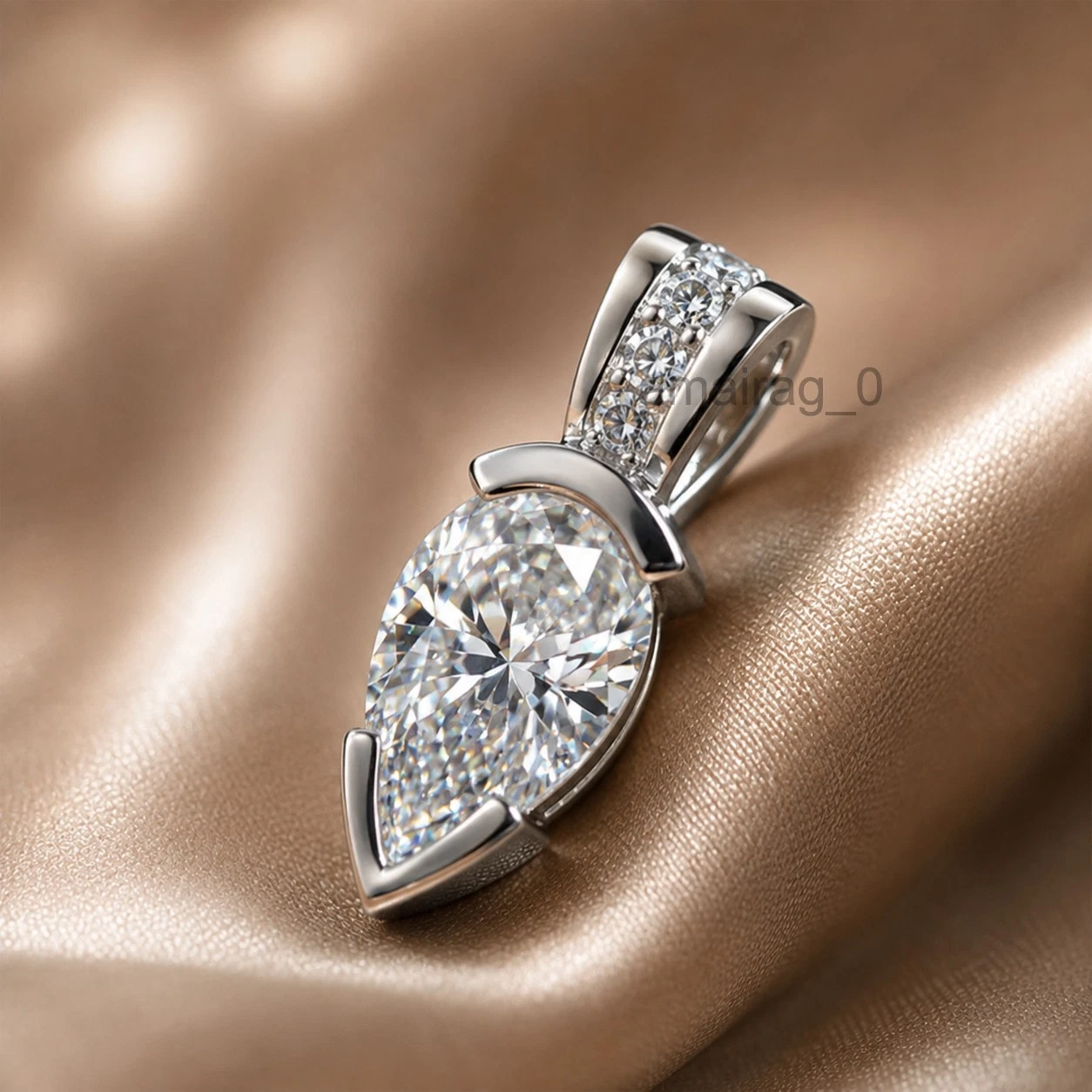 3 Ct White Pendant Pear Shape (1)