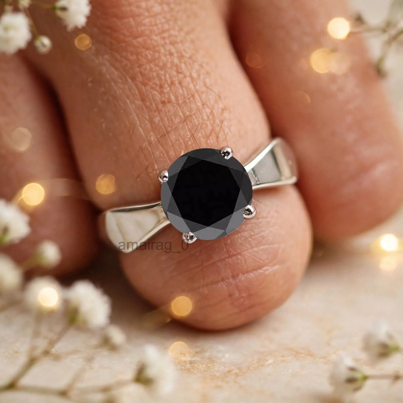 3.50 Ct Black Diamond Ring 1