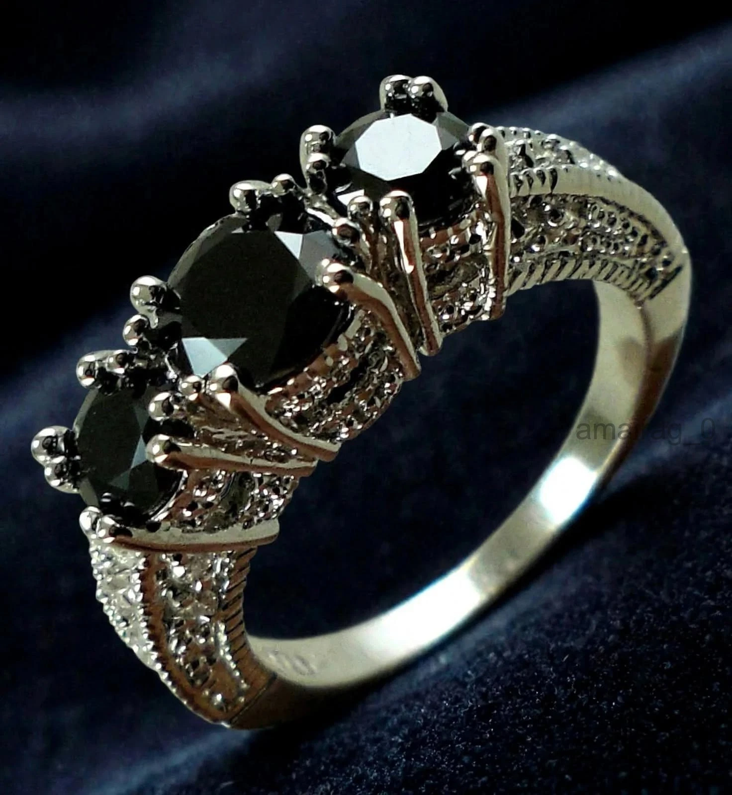 3.50 Ct Black Diamond Ring 1