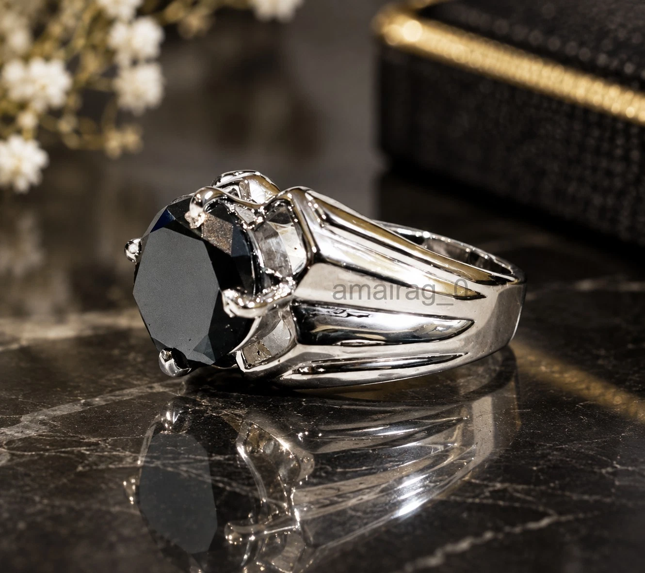 4 Ct Black Diamond Ring 1