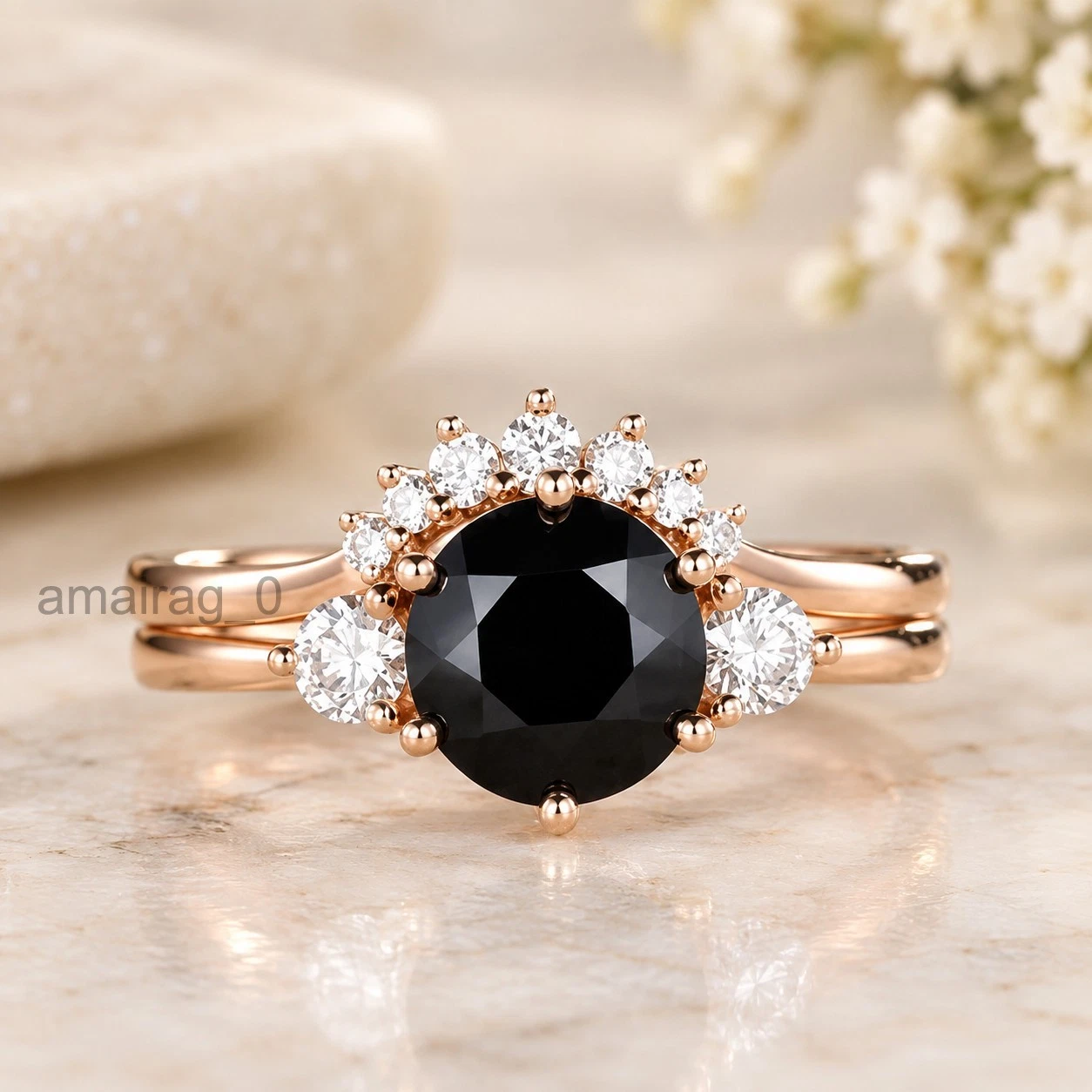 4 Ct Black Diamond Ring Rose