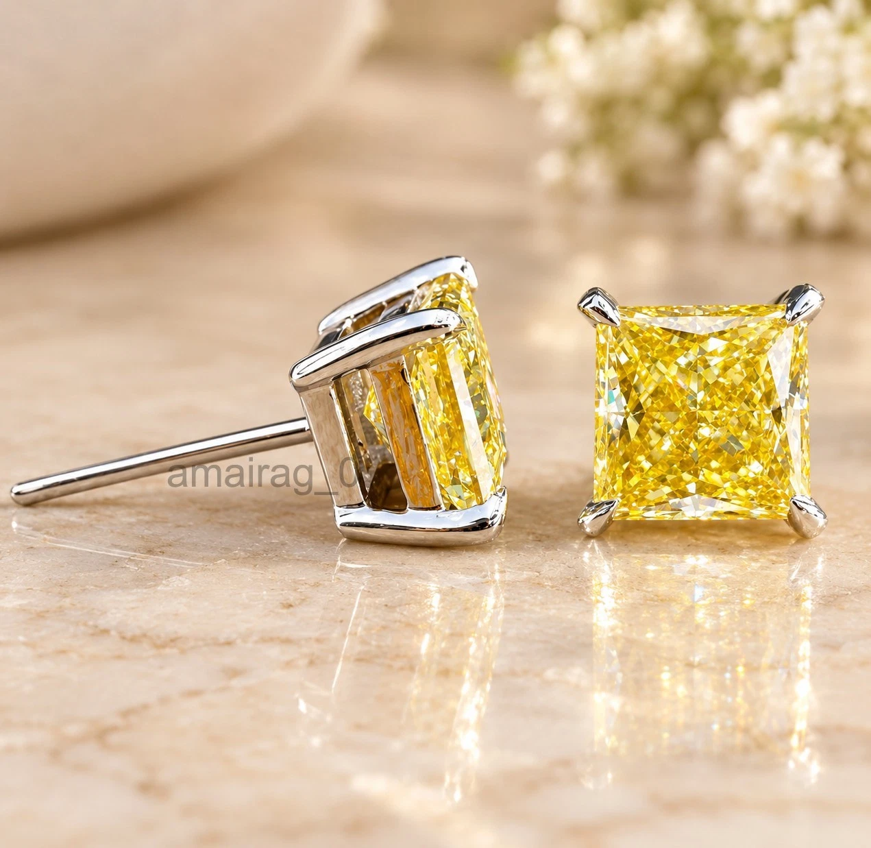 4 Ct Champagne Diamond Stud Earrings 1