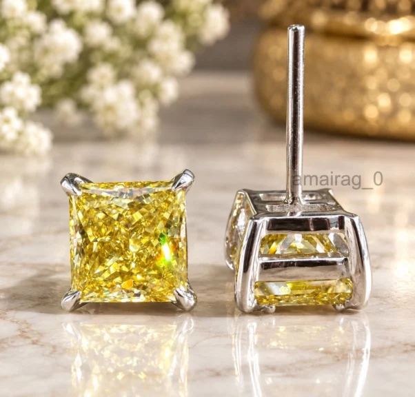 4 Ct Champagne Diamond Stud Earrings
