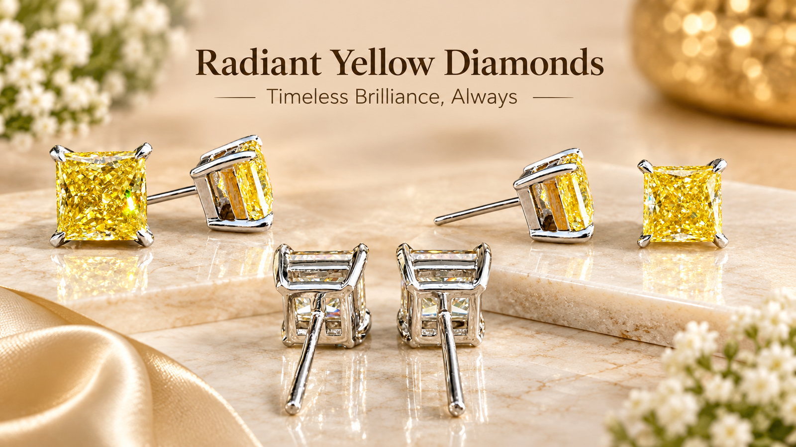 4 Ct Champagne Diamond Stud Earrings banner