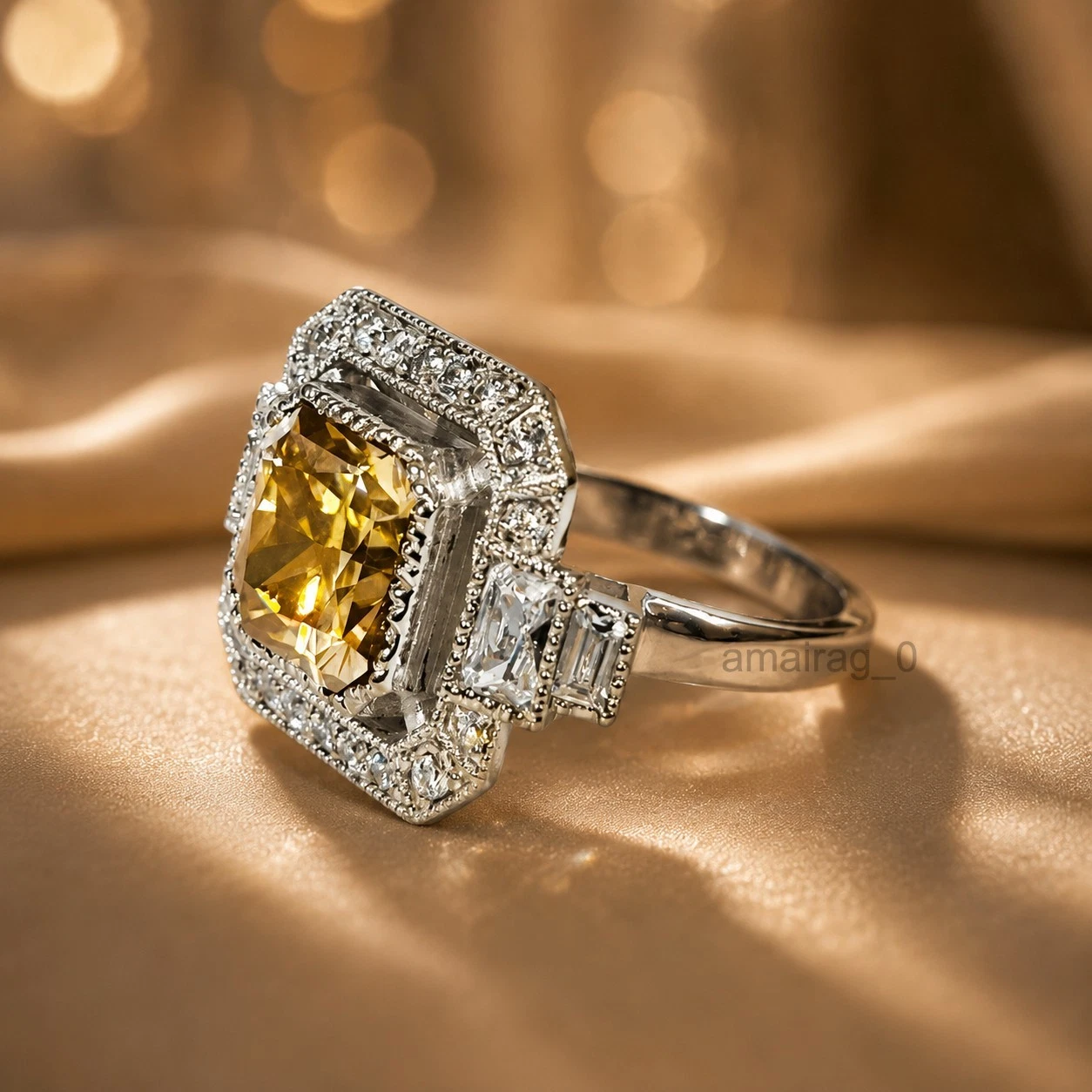 4 Ct Champagne Ring Radiant Cut (4)