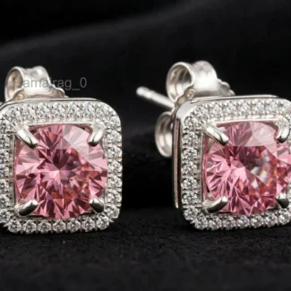4 Ct Pink Diamond Stud Earrings