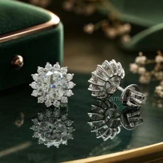 4 Ct White Diamond Studs Earrings brillient cut (1)
