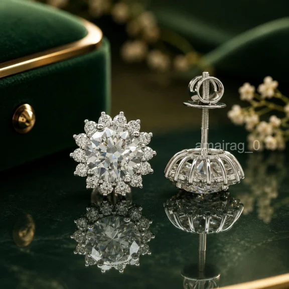 4 Ct White Diamond Studs Earrings brillient cut (2)