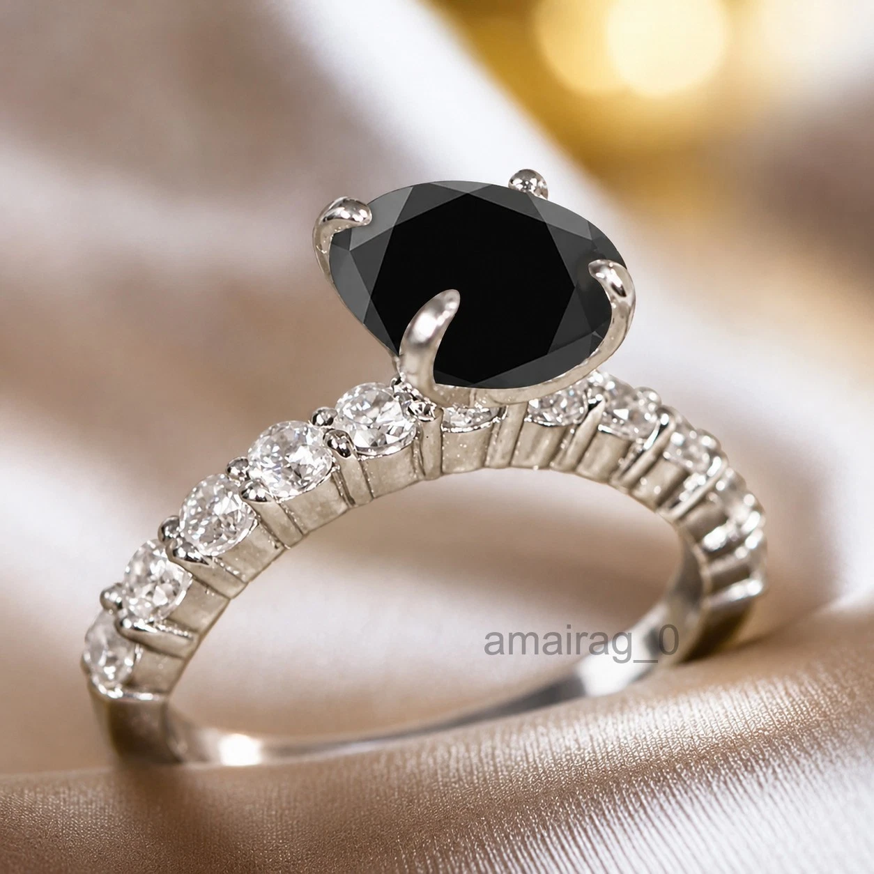 4.50 Ct Black Diamond Ring 1
