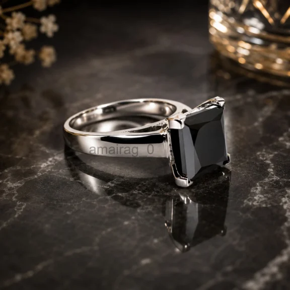 5 Carat Black Ring Princess Cut (1)