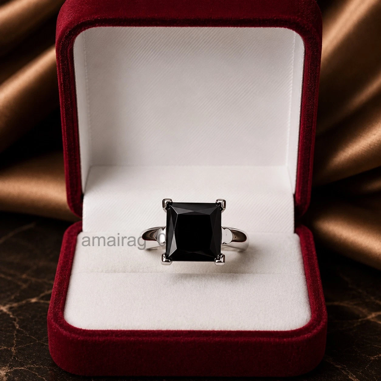 5 Carat Black Ring Princess Cut (2)