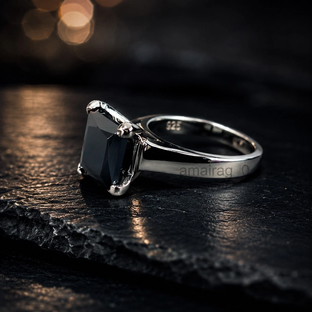 5 Carat Black Ring Princess Cut (3)