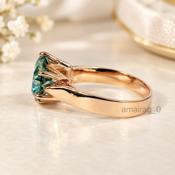 5 Carat Blue Treated Diamond Ring 1