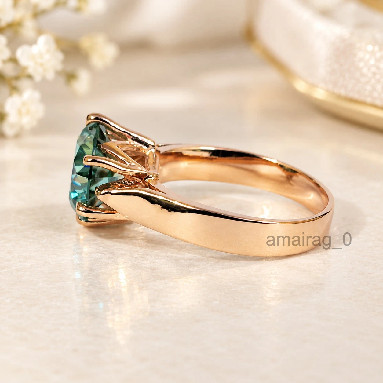 5 Carat Blue Treated Diamond Ring 1