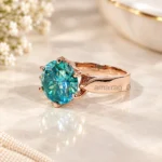 5 Carat Blue Treated Diamond Ring 3