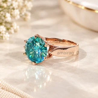 5 Carat Blue Treated Diamond Ring 3