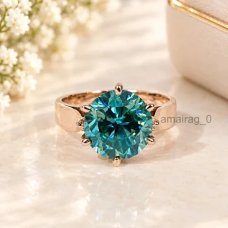 5 Carat Blue Treated Diamond Ring