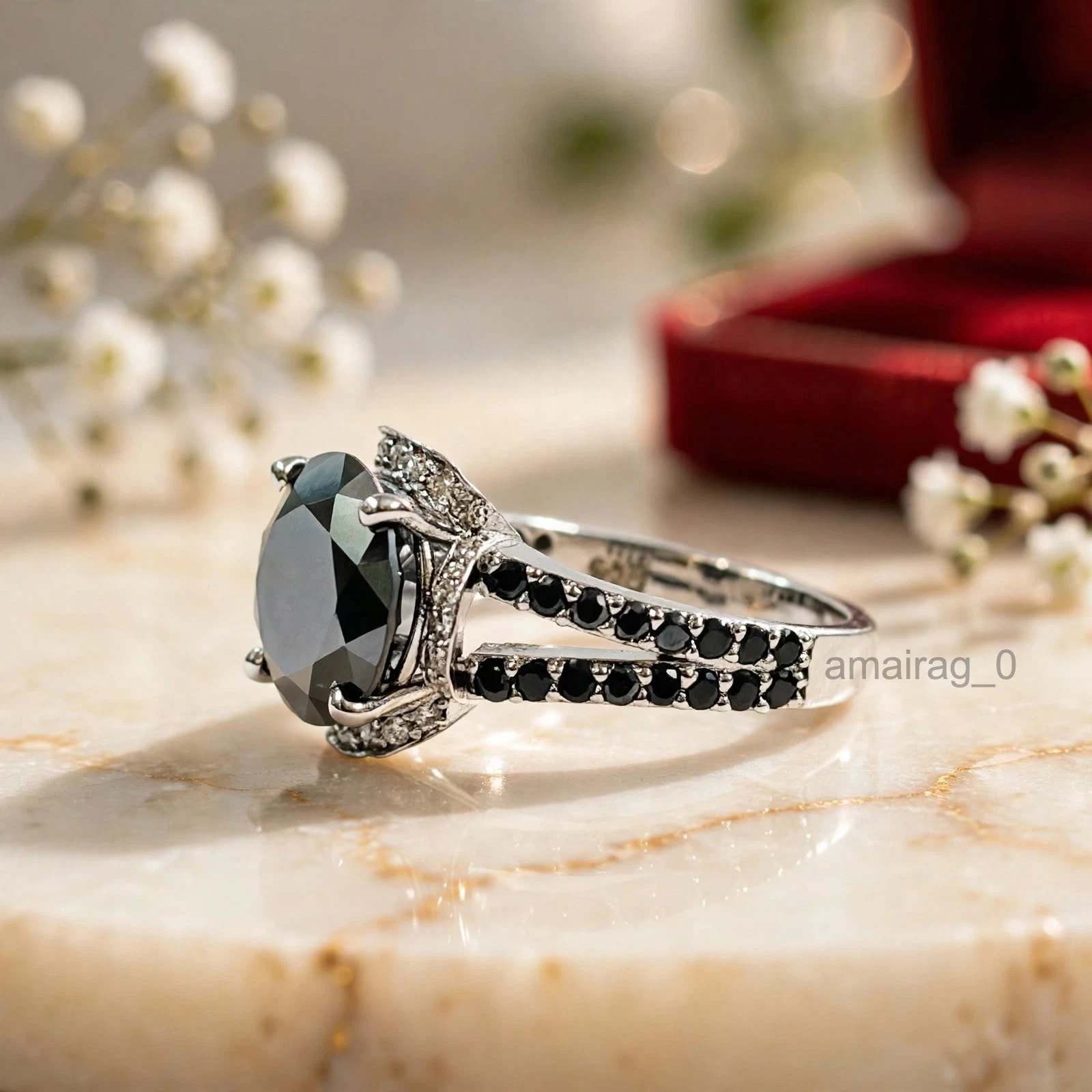 5 Ct Black Diamond Ring 1
