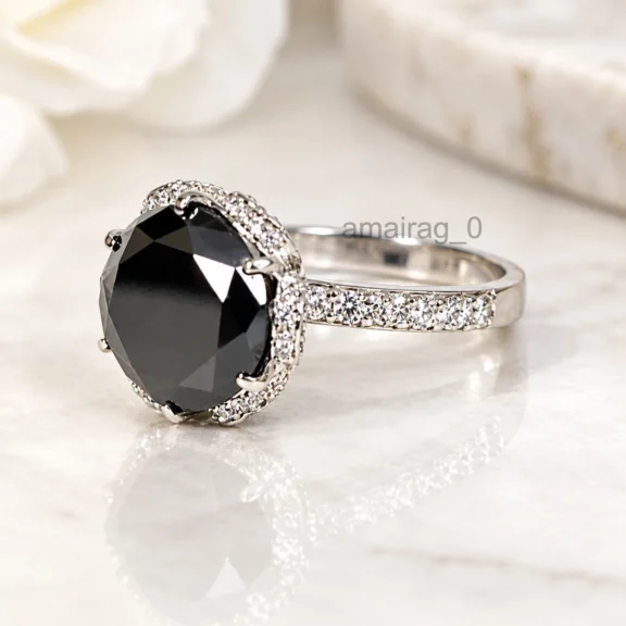 5 Ct Black Diamond Ring 6