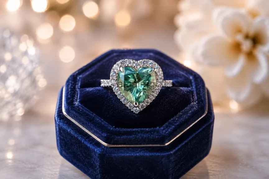 5 Ct Blue Diamond Ring Heart 1