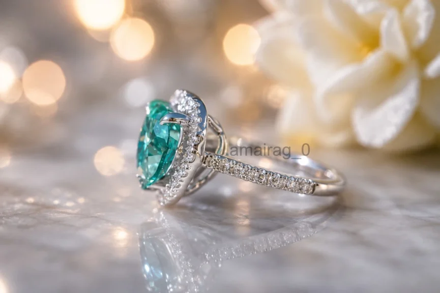 5 Ct Blue Diamond Ring Heart 2