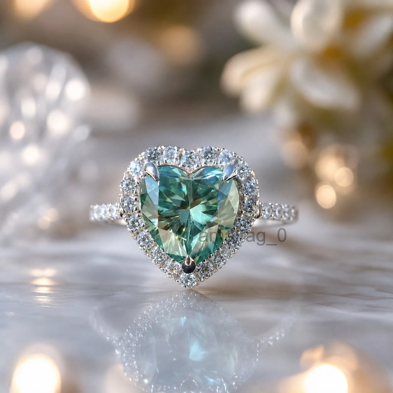 5 Ct Blue Diamond Ring Heart