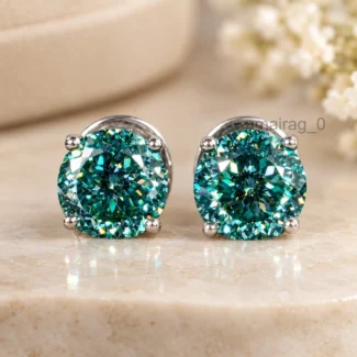 5 Ct Blue Diamond Stud Earrings (1)