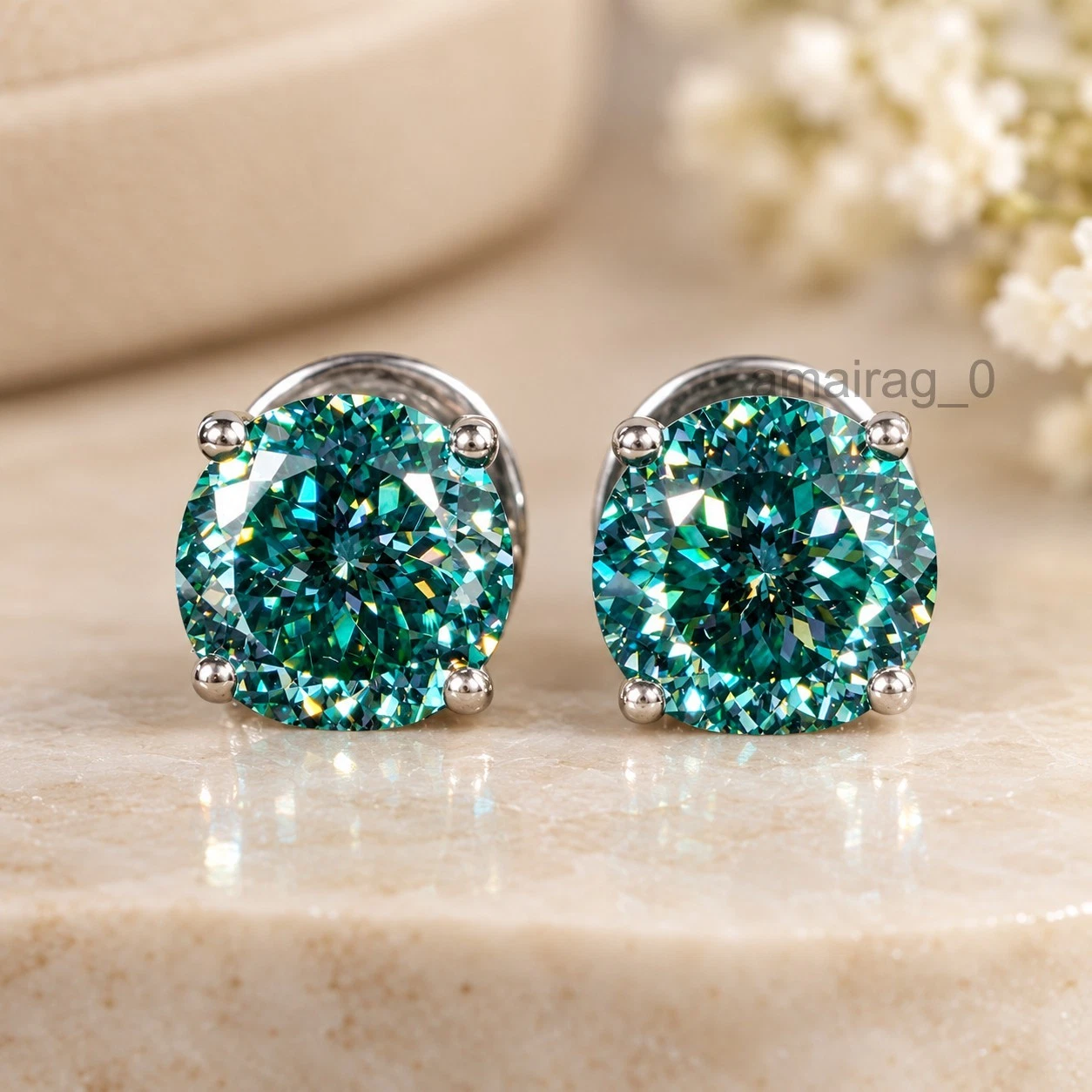 5 Ct Blue Diamond Stud Earrings (1)