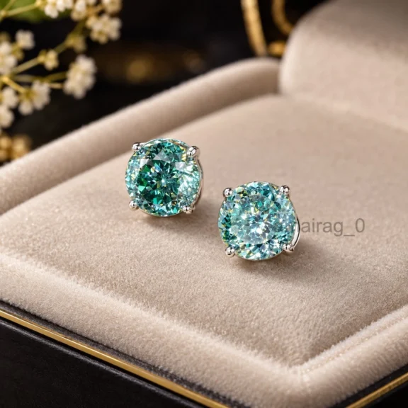 5 Ct Blue Diamond Stud Earrings (2)