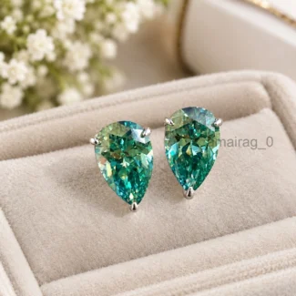 5 Ct Blue Diamond Stud Earrings Pear (2)