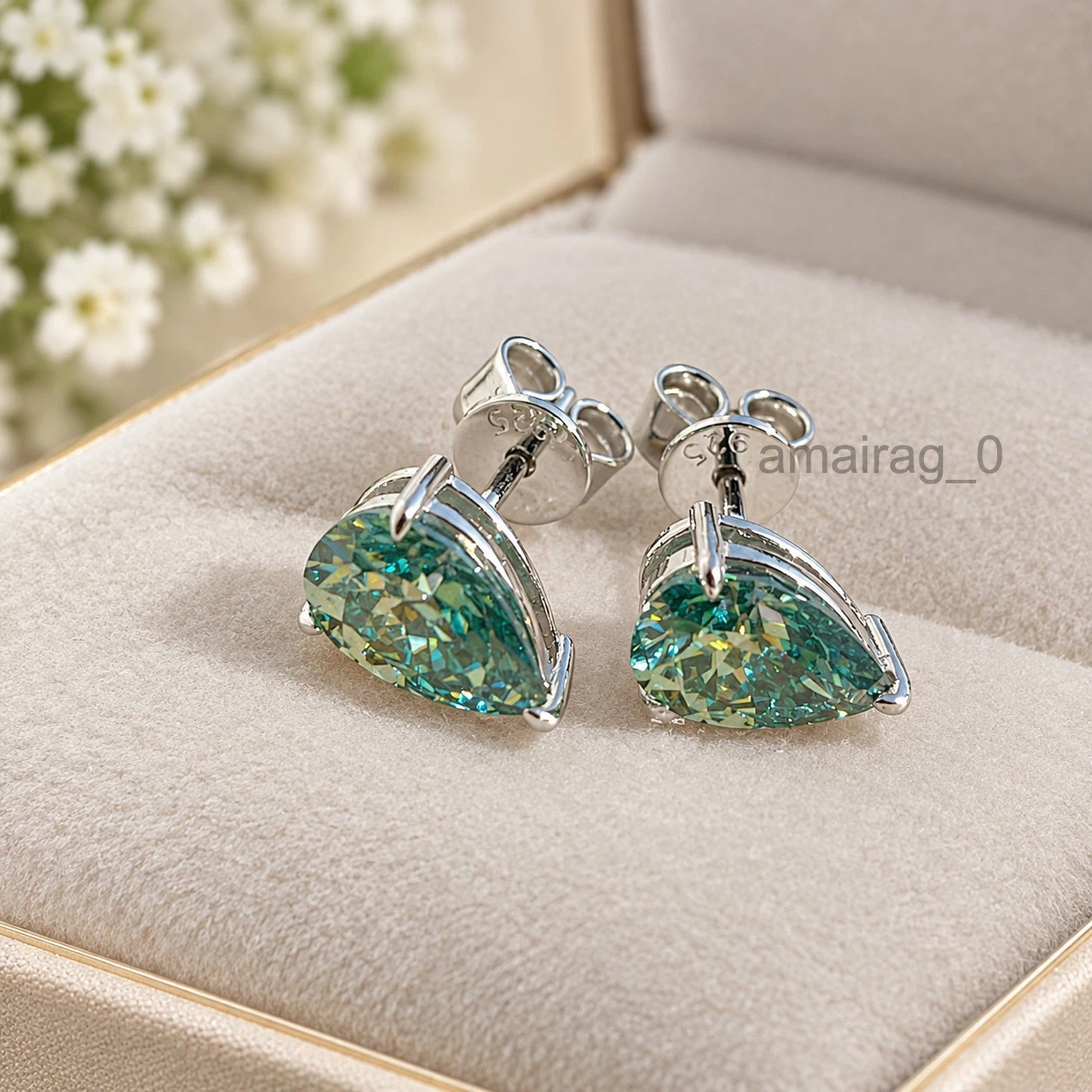 5 Ct Blue Diamond Stud Earrings Pear (3)